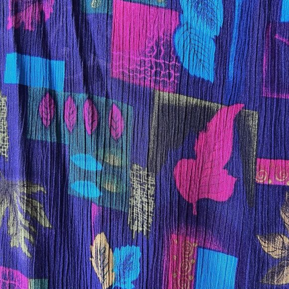 VTG Drapers & Damons Maxi Dress Women Sz 14 Leaves Purple Sleeveless Lightweight - Picture 6 of 14